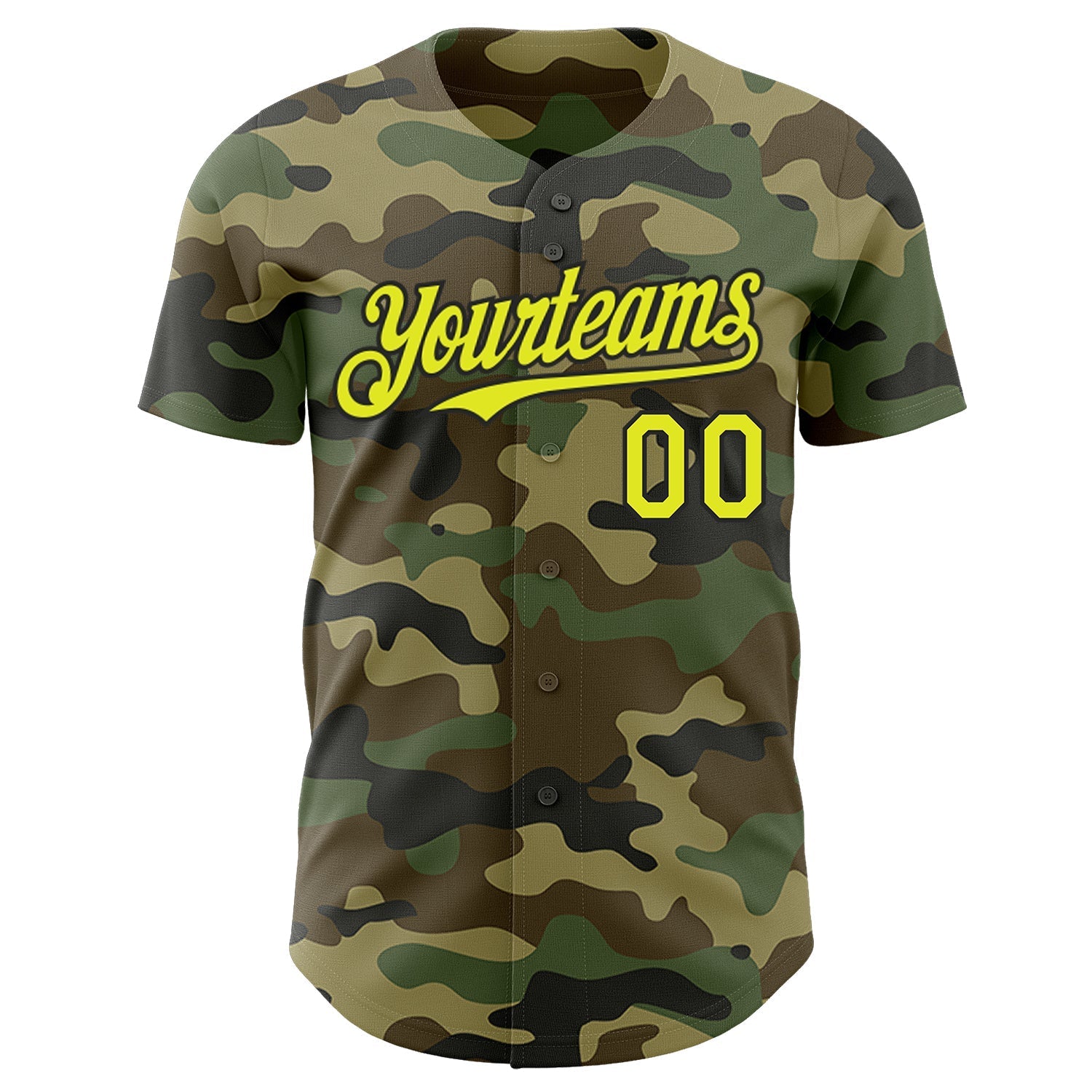 Custom Camo Neon Yellow-Black Authentic Salute To Service Baseball Jersey baseball jersey product view 2