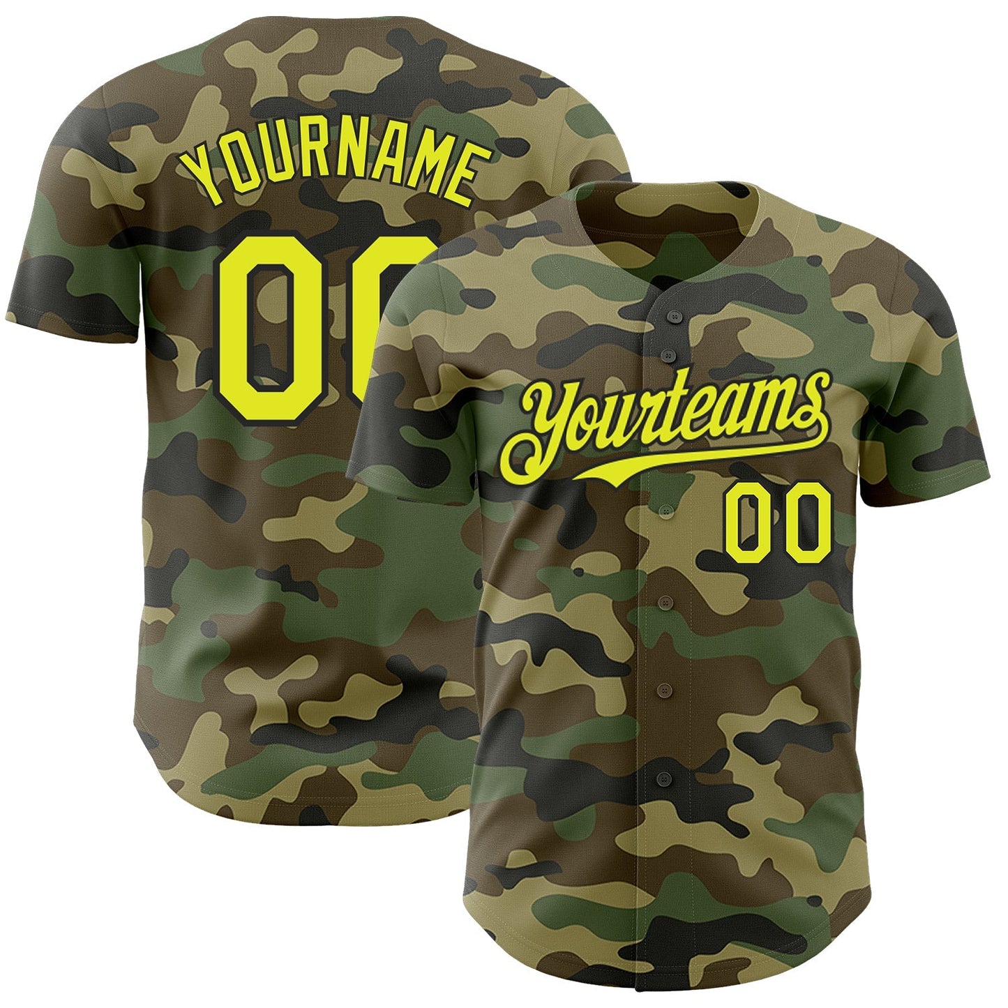 Custom Camo Neon Yellow-Black Authentic Salute To Service Baseball Jersey baseball jersey product view 1