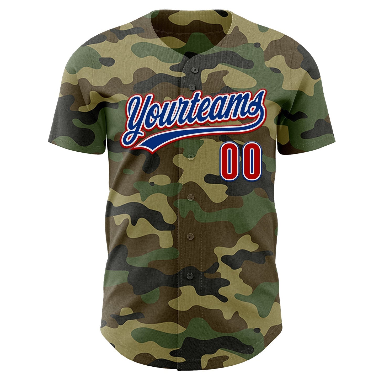 Custom Camo Red-Royal Authentic Salute To Service Baseball Jersey baseball jersey product view 2