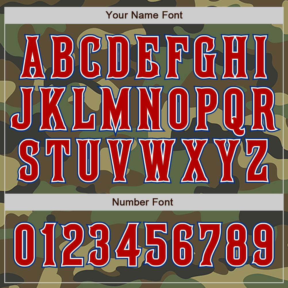 Custom Camo Red-Royal Authentic Salute To Service Baseball Jersey baseball jersey product view 5