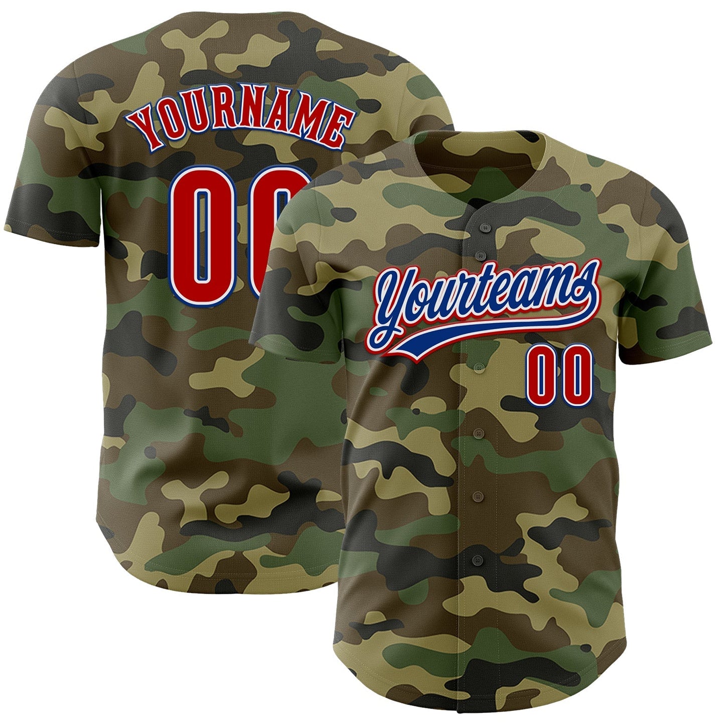 Custom Camo Red-Royal Authentic Salute To Service Baseball Jersey baseball jersey product view 1
