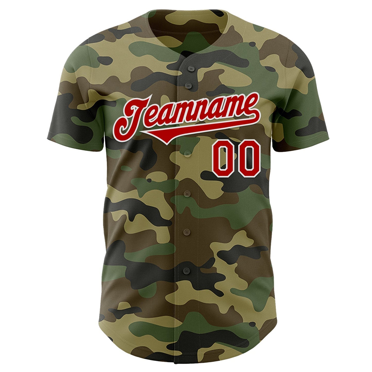 Custom Camo Red-White Authentic Salute To Service Baseball Jersey baseball jersey product view 2