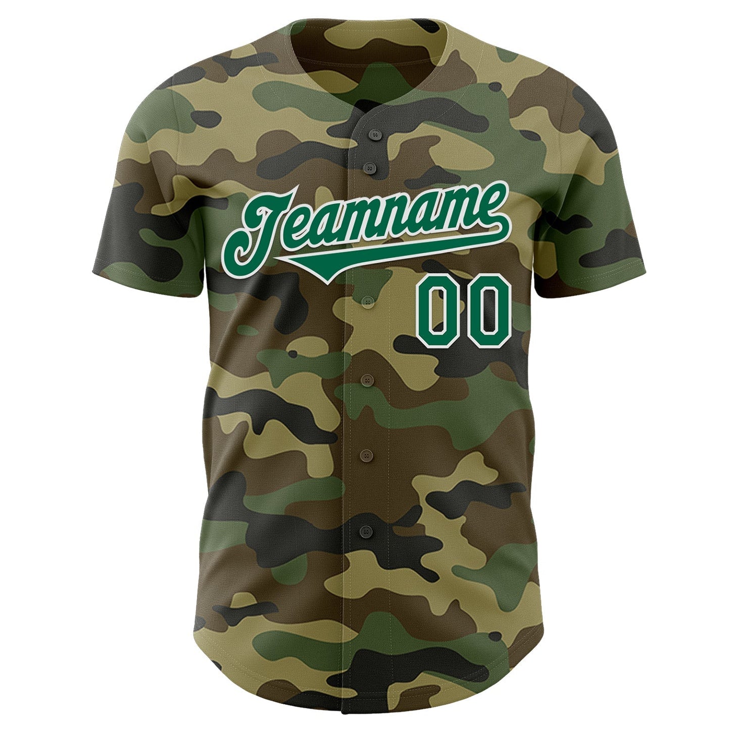 Custom Camo Kelly Green-White Authentic Salute To Service Baseball Jersey baseball jersey product view 2