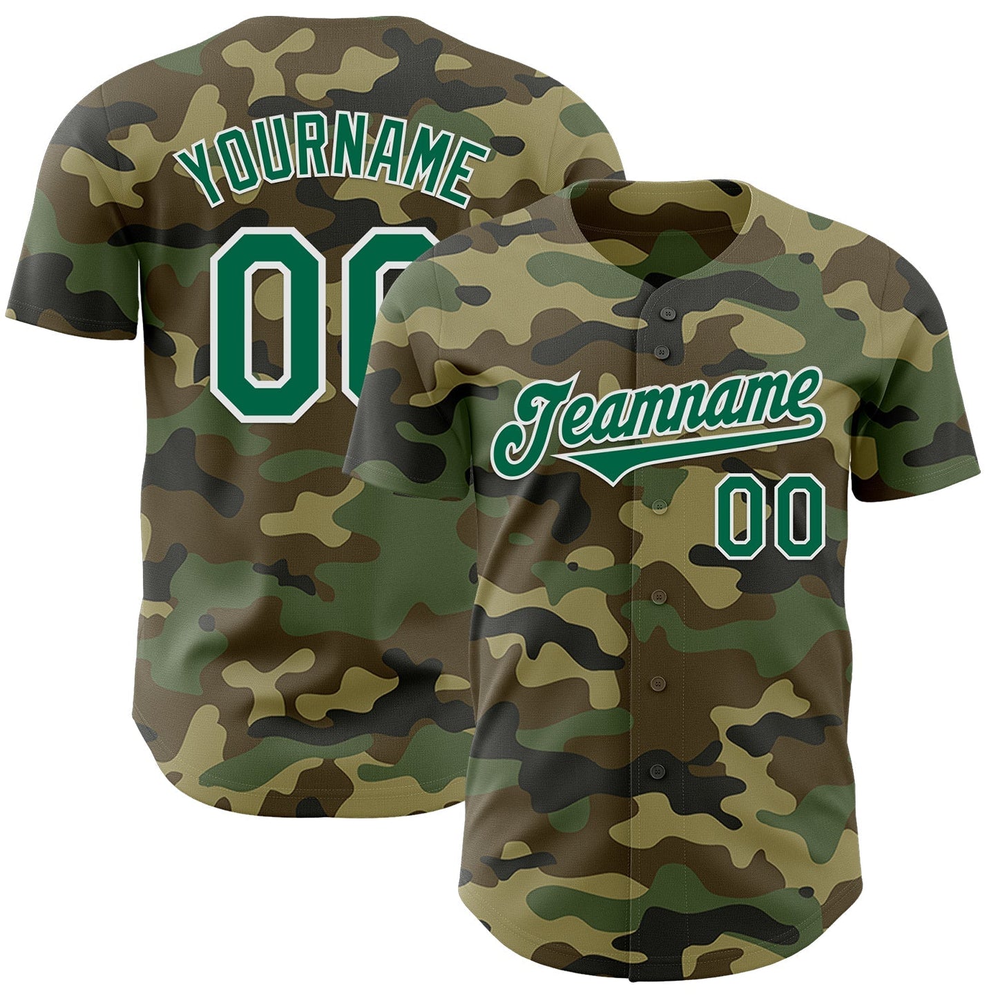 Custom Camo Kelly Green-White Authentic Salute To Service Baseball Jersey baseball jersey product view 1