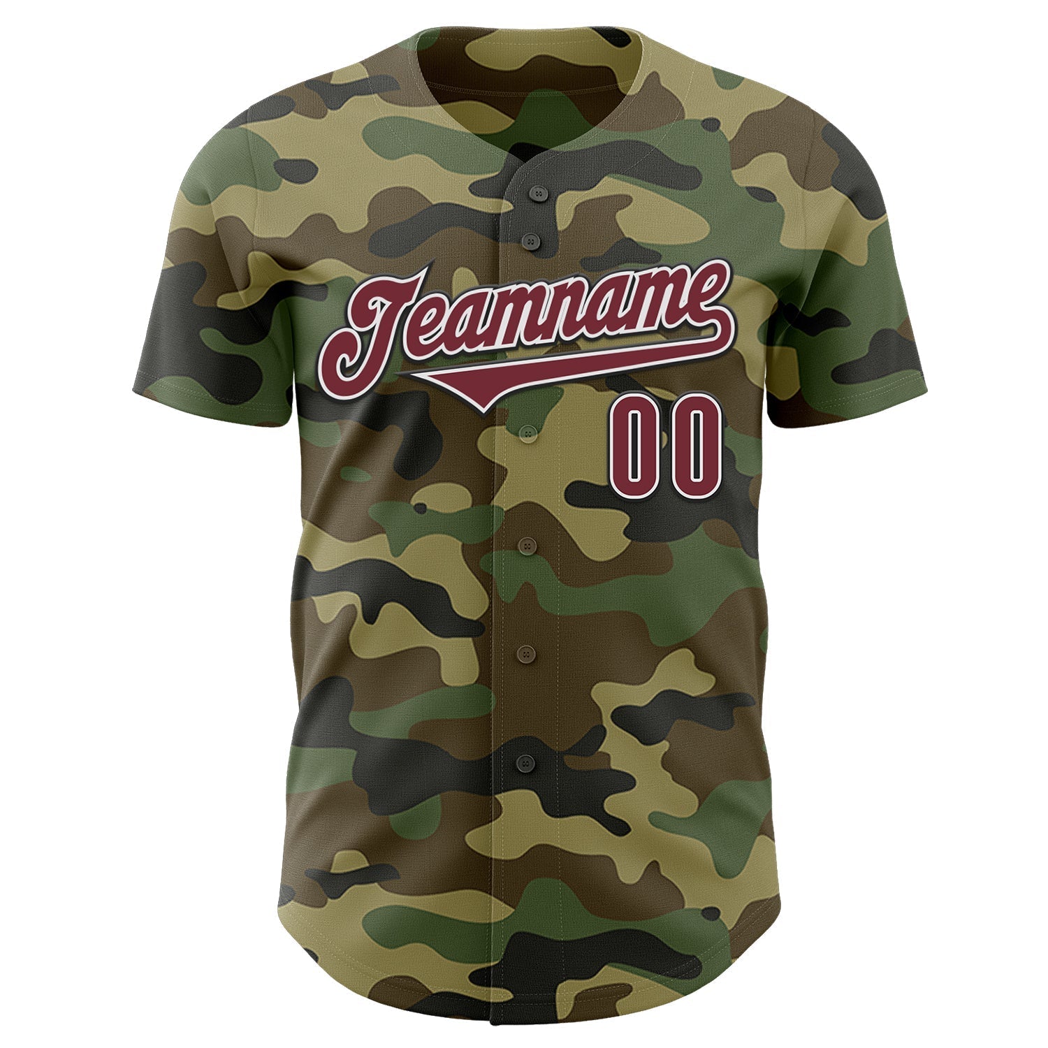 Custom Camo Burgundy-Black Authentic Salute To Service Baseball Jersey baseball jersey product view 2