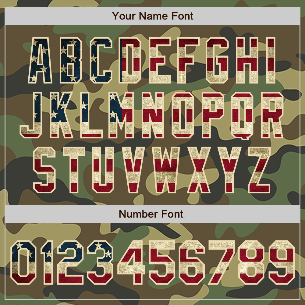 Custom Camo Vintage USA Flag-Cream Authentic Salute To Service Baseball Jersey baseball jersey product view 4