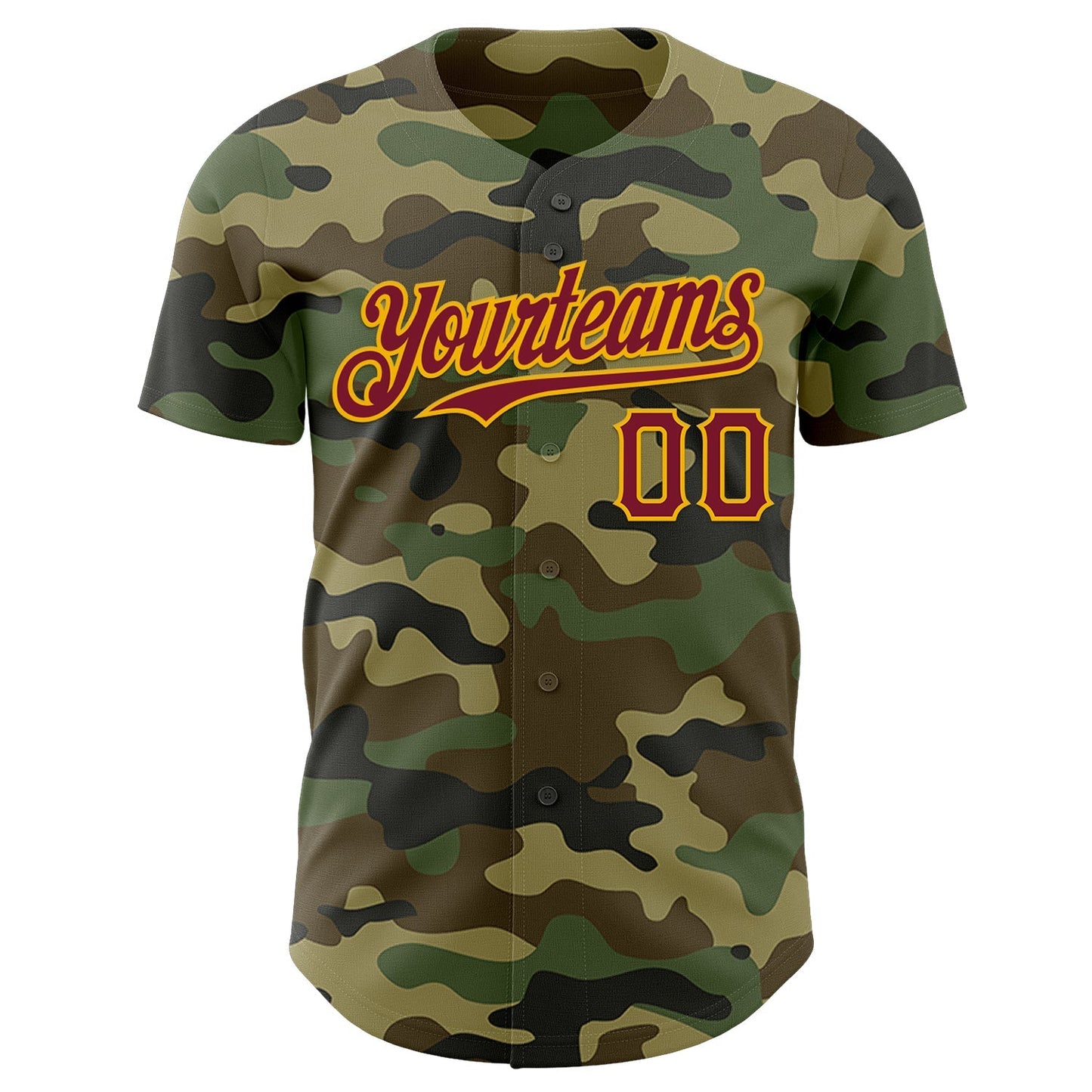 Custom Camo Crimson-Gold Authentic Salute To Service Baseball Jersey baseball jersey product view 2