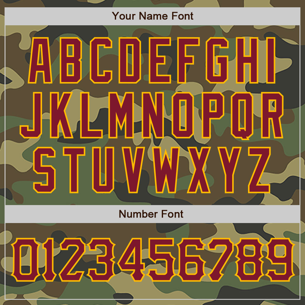 Custom Camo Crimson-Gold Authentic Salute To Service Baseball Jersey baseball jersey product view 5