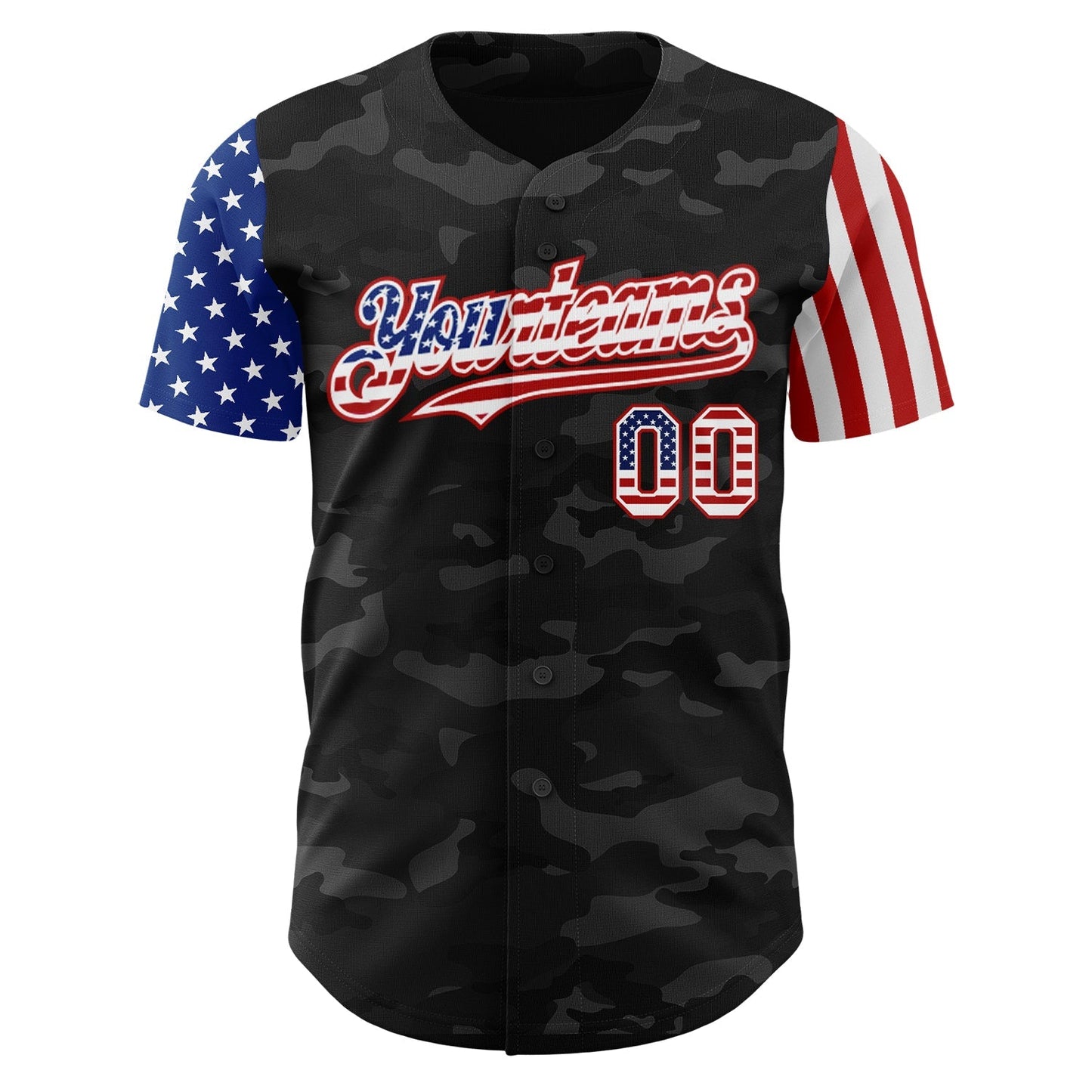 Custom Camo USA Flag White-Red 3D Authentic Salute To Service Baseball Jersey baseball jersey product view 2