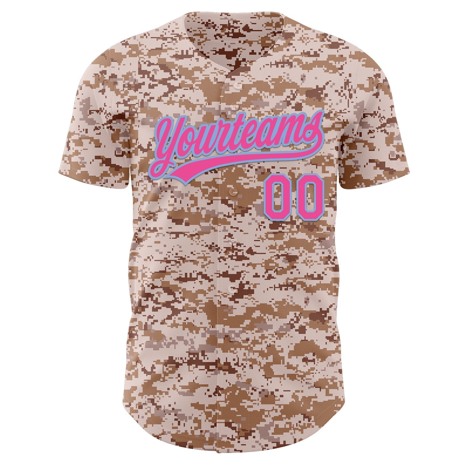 Custom Camo Pink-Light Blue Authentic Salute To Service Baseball Jersey baseball jersey product view 2