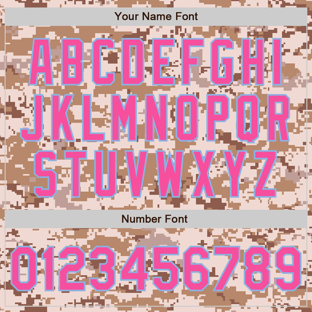 Custom Camo Pink-Light Blue Authentic Salute To Service Baseball Jersey baseball jersey product view 5