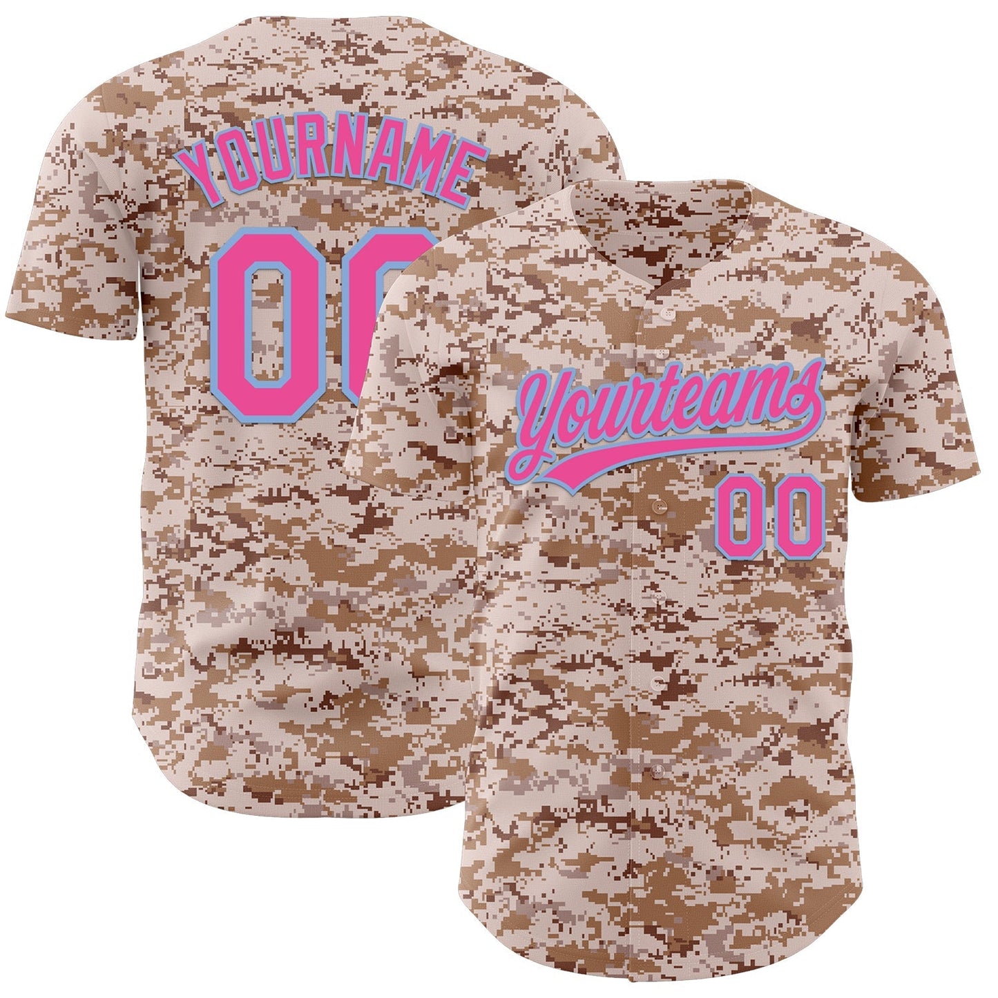 Custom Camo Pink-Light Blue Authentic Salute To Service Baseball Jersey baseball jersey product view 1
