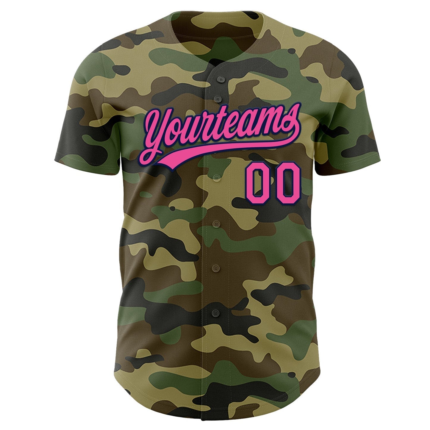 Custom Camo Pink-Navy Authentic Salute To Service Baseball Jersey baseball jersey product view 2
