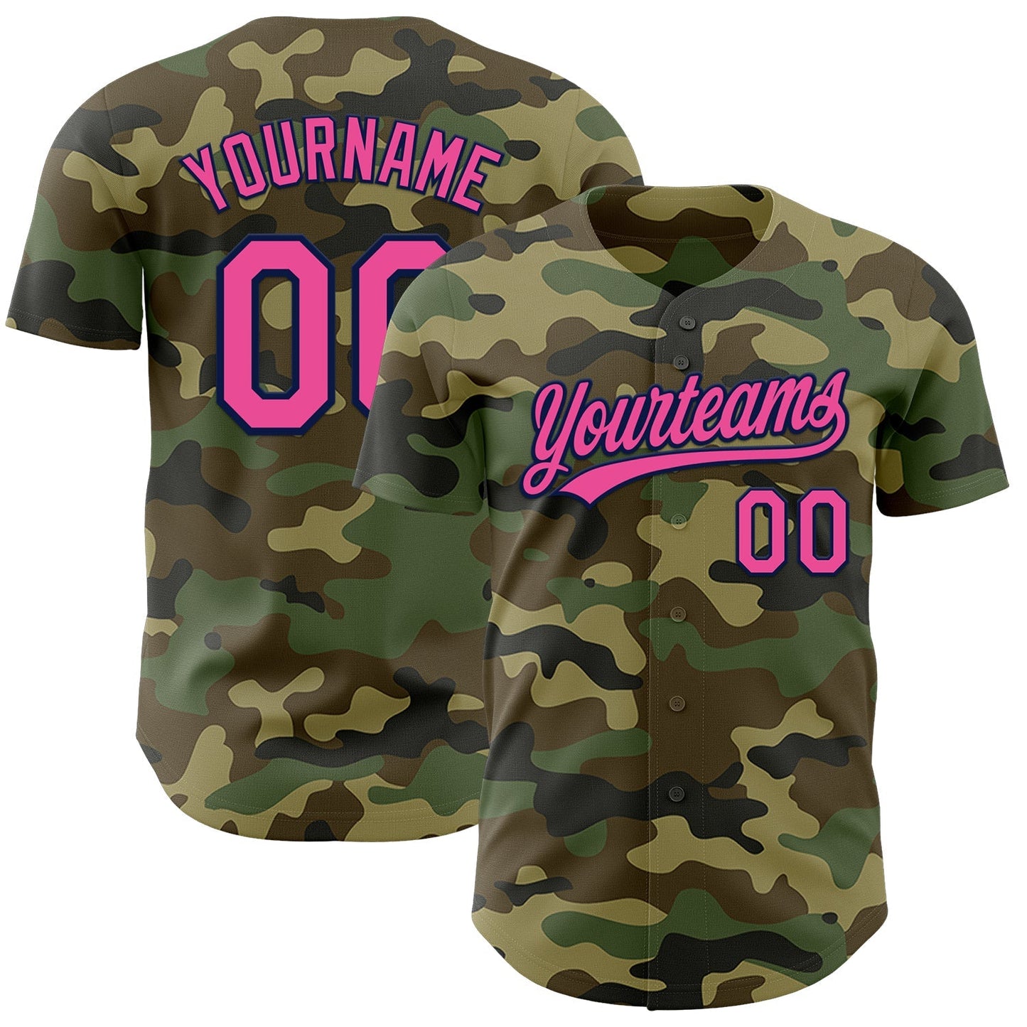 Custom Camo Pink-Navy Authentic Salute To Service Baseball Jersey baseball jersey product view 1