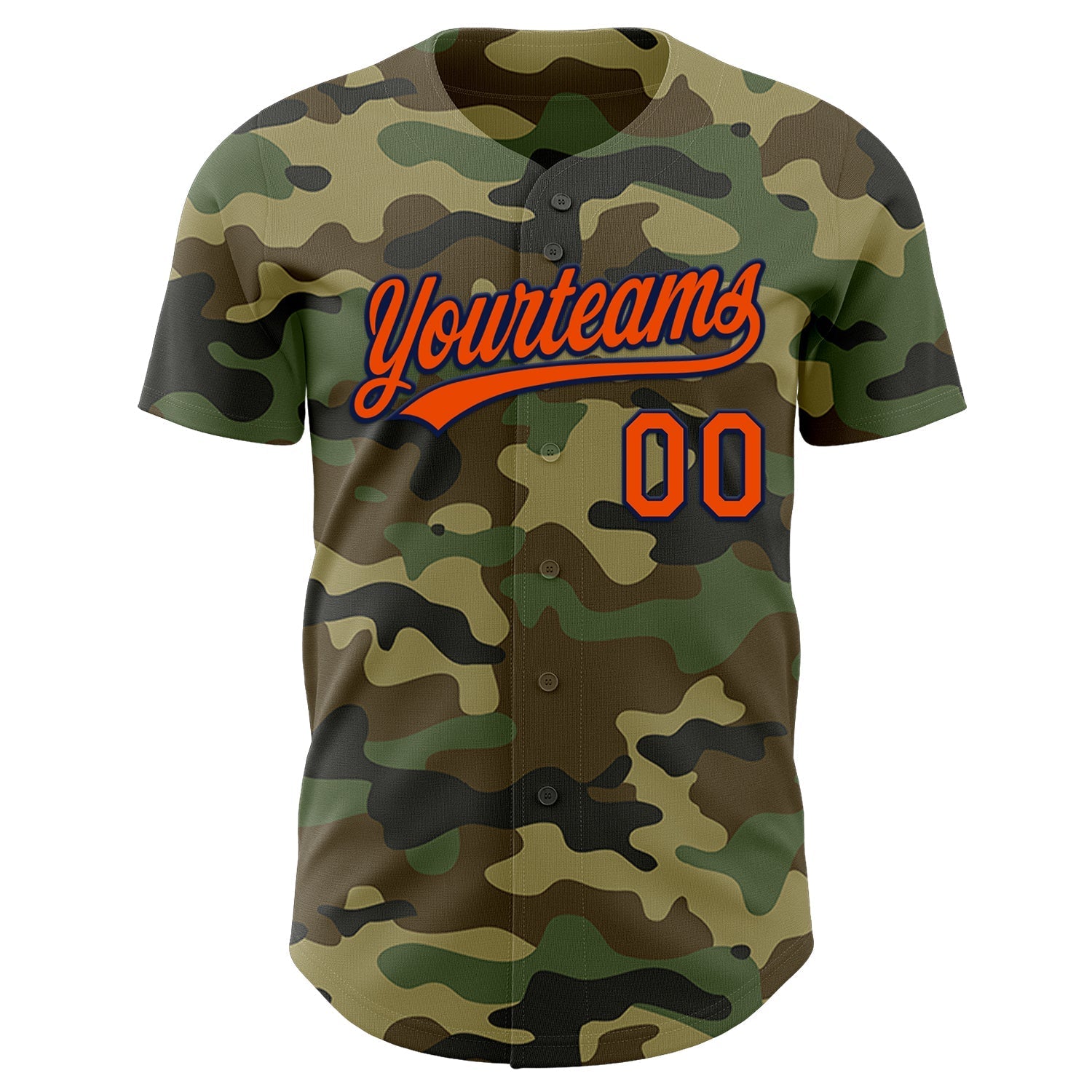 Custom Camo Orange-Navy Authentic Salute To Service Baseball Jersey baseball jersey product view 2