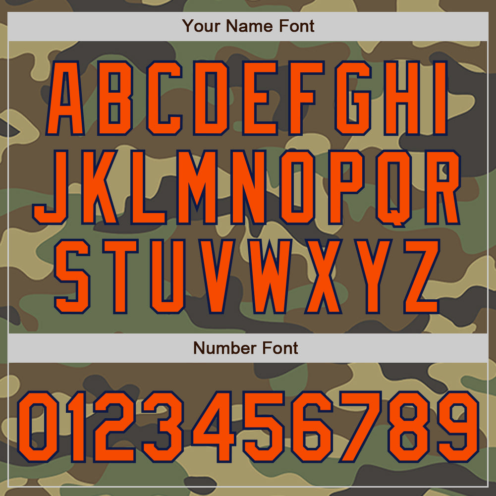 Custom Camo Orange-Navy Authentic Salute To Service Baseball Jersey baseball jersey product view 5
