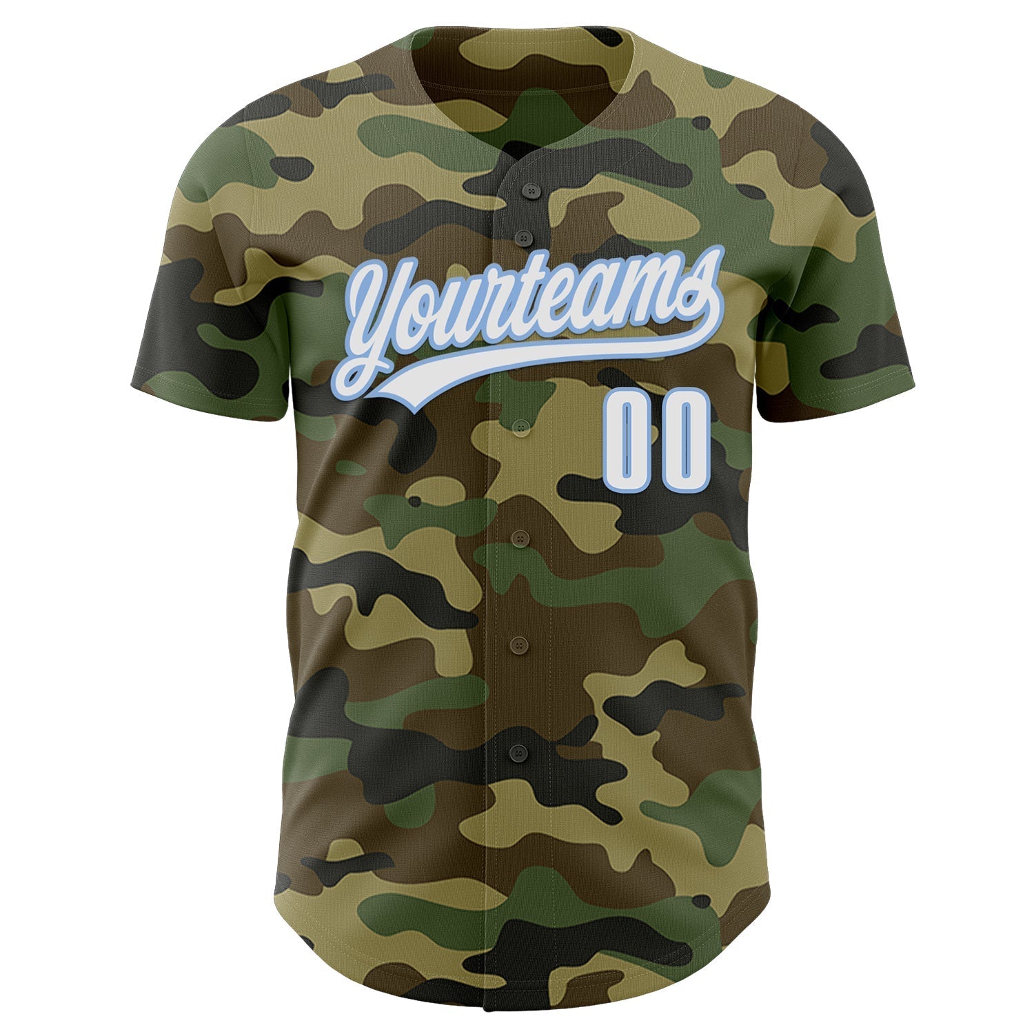 Custom Camo White-Light Blue Authentic Salute To Service Baseball Jersey baseball jersey product view 2