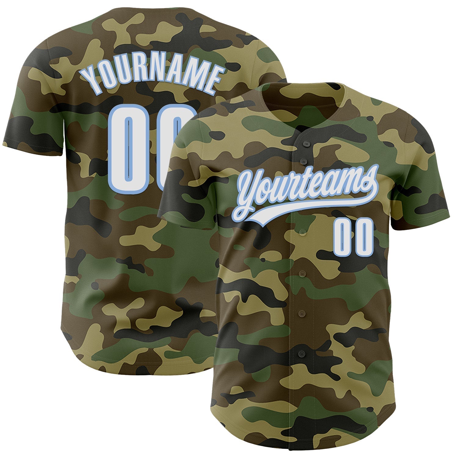 Custom Camo White-Light Blue Authentic Salute To Service Baseball Jersey baseball jersey product view 1