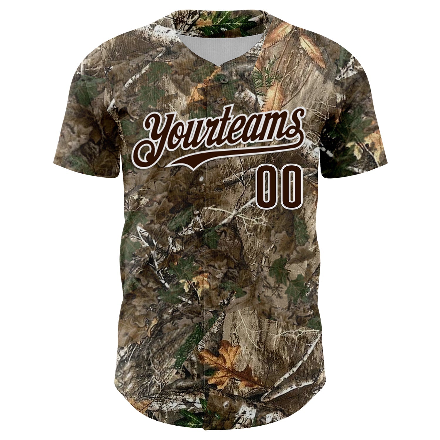 Custom Camo Brown-White Woodland Forest Camouflage Authentic Salute To Service Baseball Jersey baseball jersey product view 2