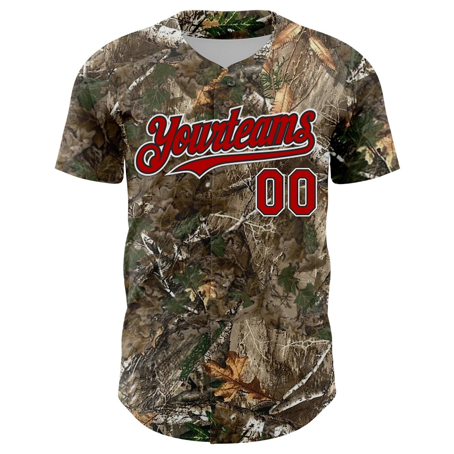 Custom Camo Red Black-White Woodland Forest Camouflage Authentic Salute To Service Baseball Jersey baseball jersey product view 2