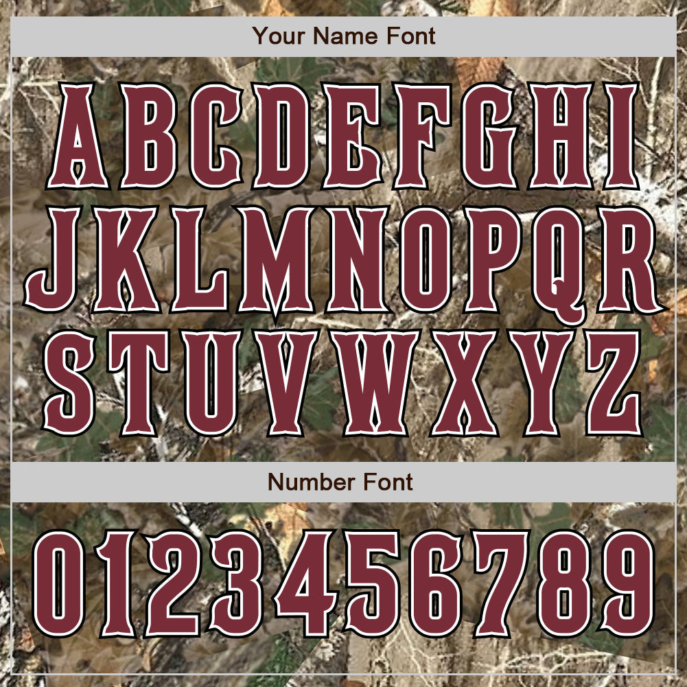 Custom Camo Burgundy White-Black Woodland Forest Camouflage Authentic Salute To Service Baseball Jersey baseball jersey product view 5
