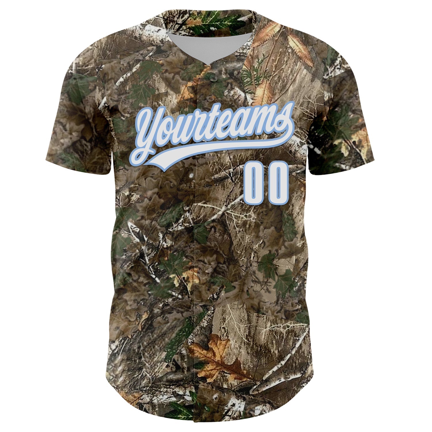 Custom Camo White-Light Blue Woodland Forest Camouflage Authentic Salute To Service Baseball Jersey baseball jersey product view 2