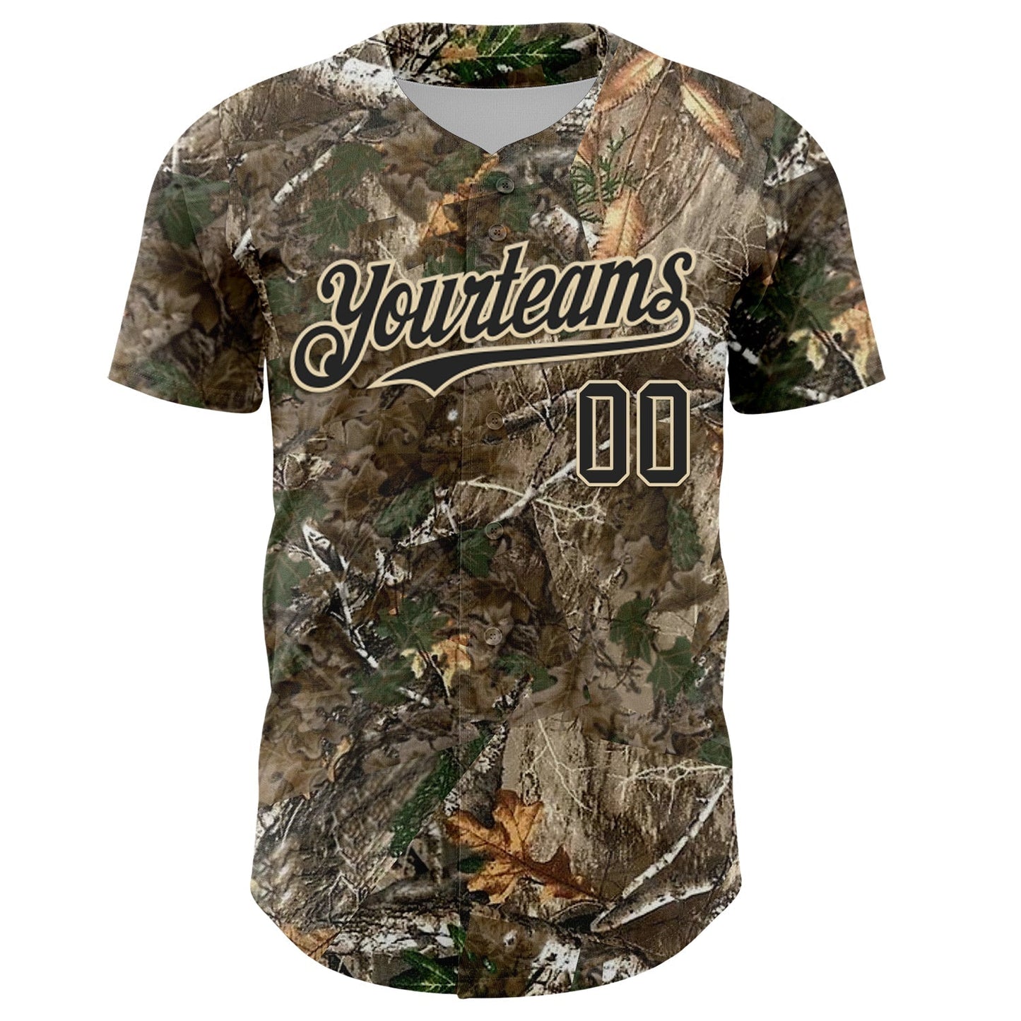 Custom Camo Black-Cream Woodland Forest Camouflage Authentic Salute To Service Baseball Jersey baseball jersey product view 2