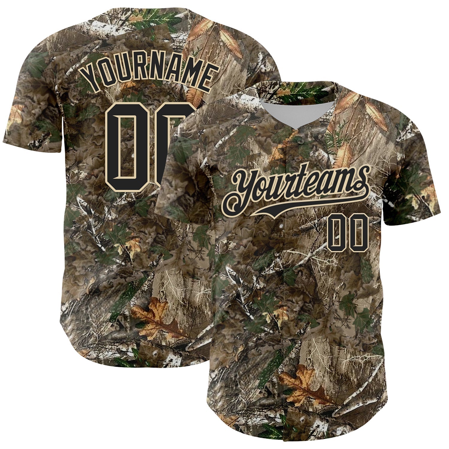 Custom Camo Black-Cream Woodland Forest Camouflage Authentic Salute To Service Baseball Jersey baseball jersey product view 1