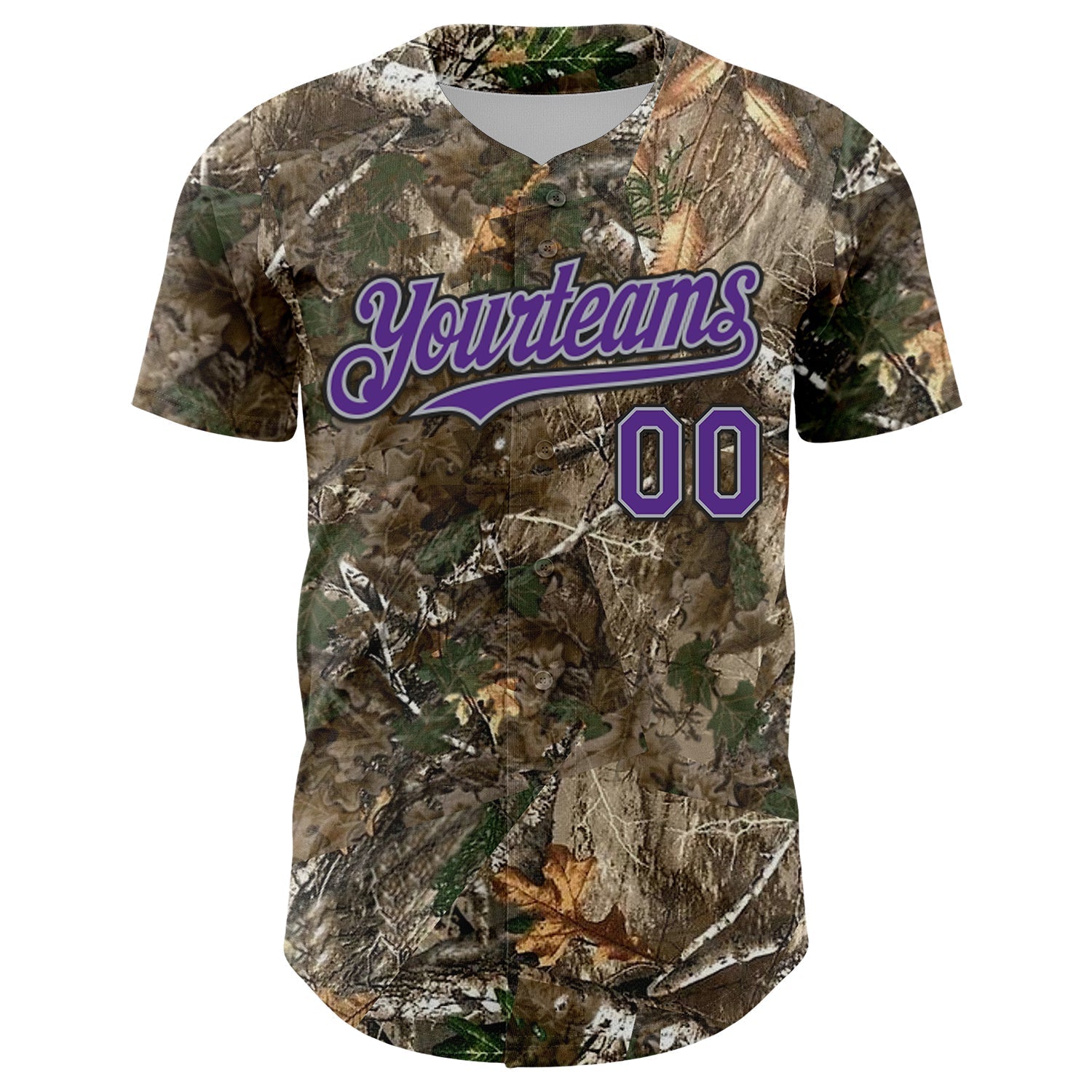 Custom Camo Purple Gray-Black Woodland Forest Camouflage Authentic Salute To Service Baseball Jersey baseball jersey product view 2