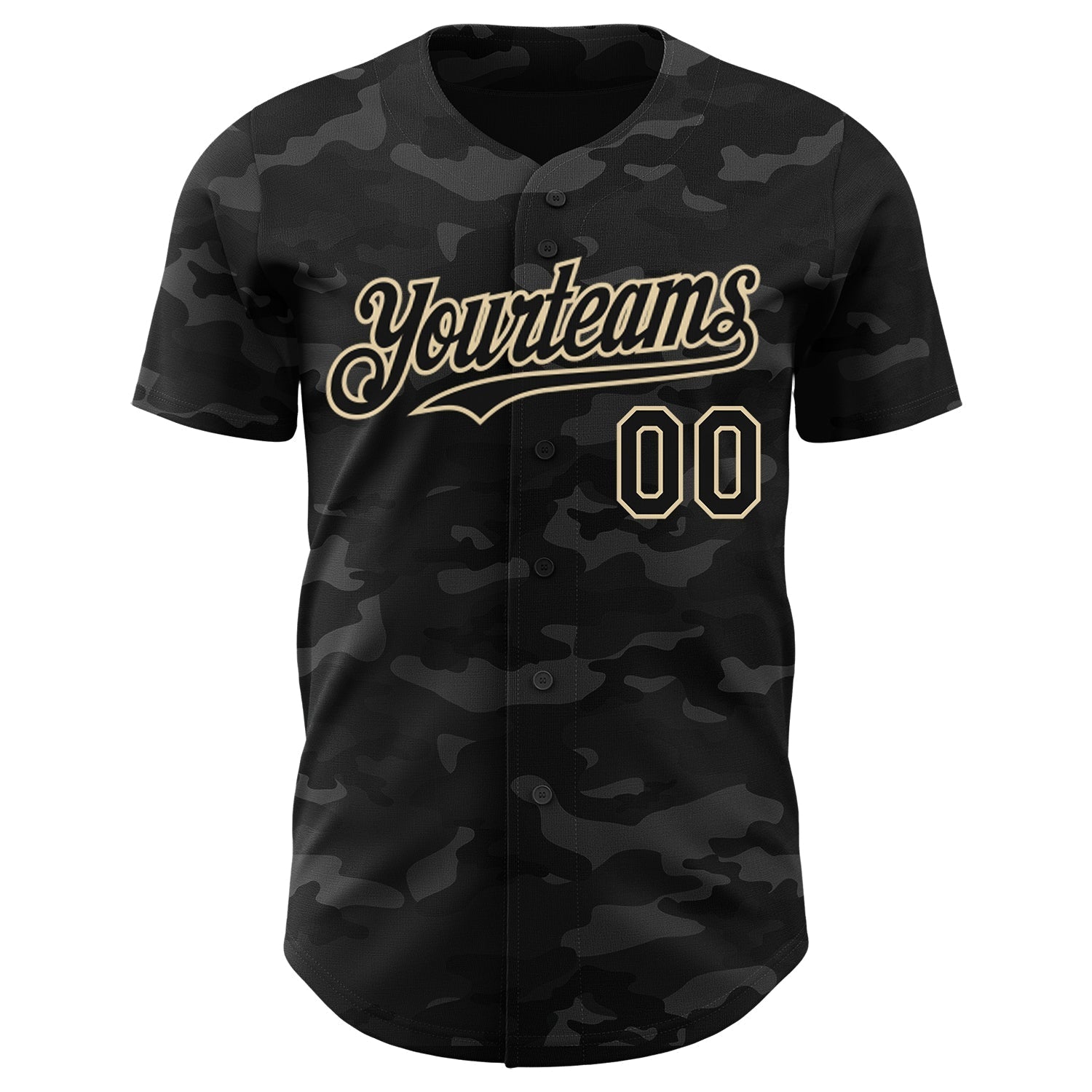 Custom Camo Black-Cream Dark Camouflage Tactical Style Authentic Salute To Service Baseball Jersey baseball jersey product view 2