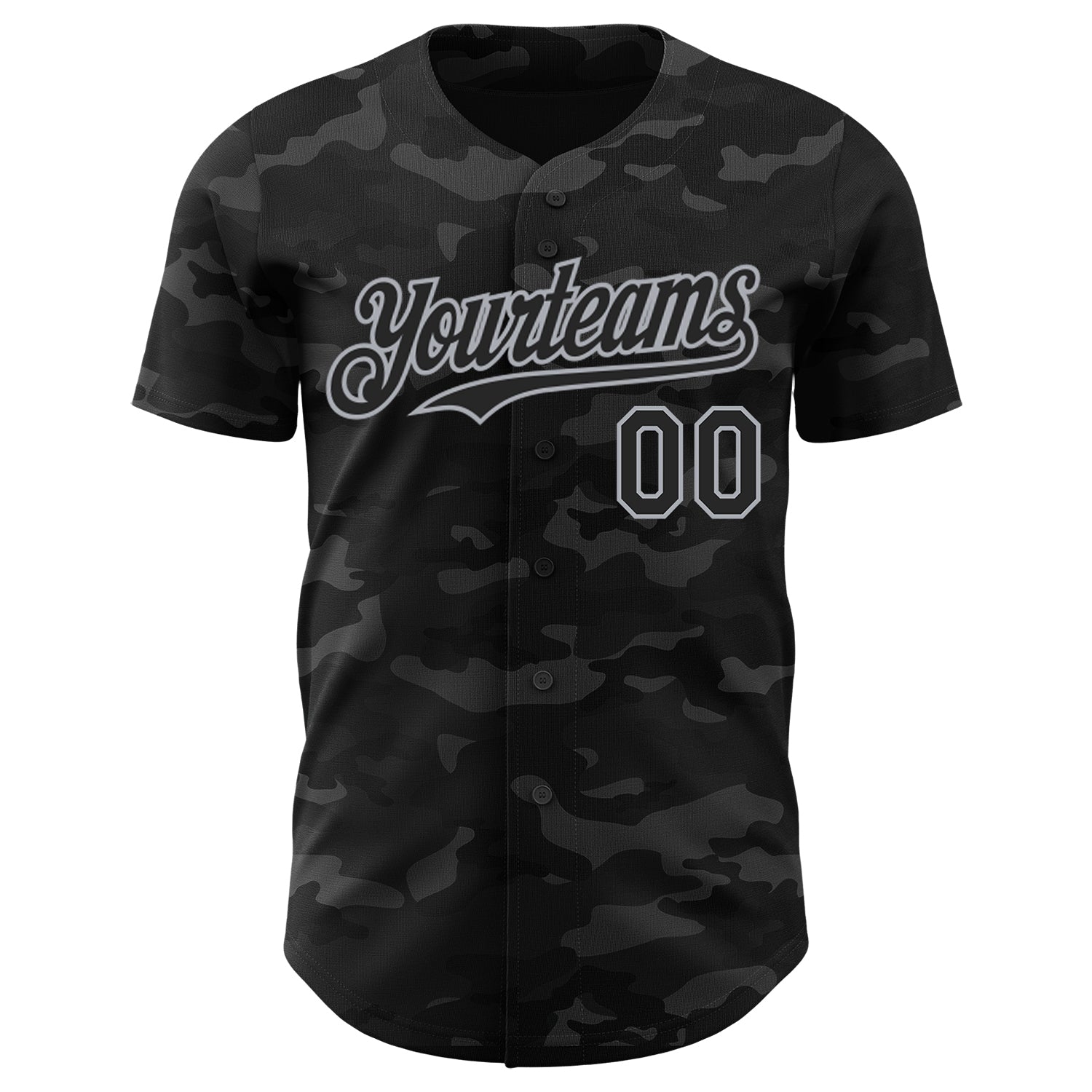 Custom Camo Black-Gray Dark Camouflage Tactical Style Authentic Salute To Service Baseball Jersey baseball jersey product view 2