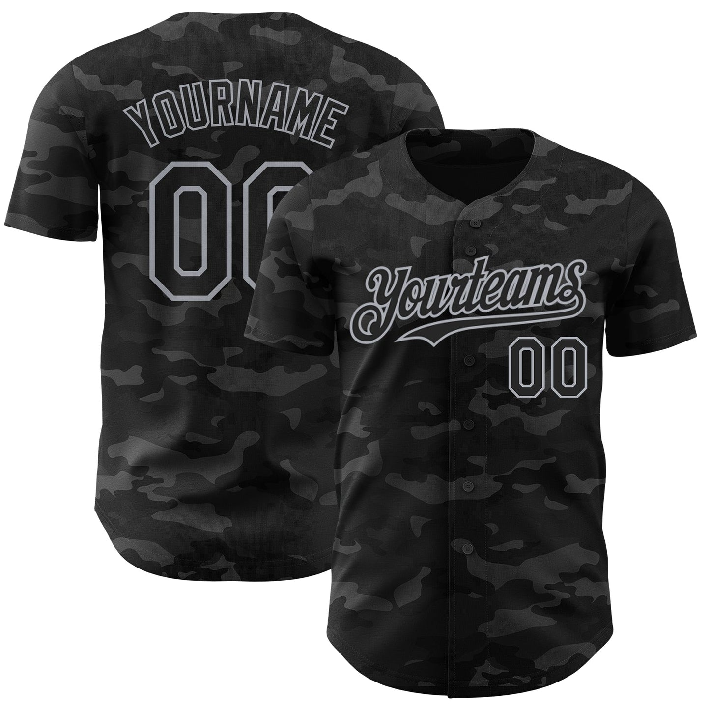 Custom Camo Black-Gray Dark Camouflage Tactical Style Authentic Salute To Service Baseball Jersey baseball jersey product view 1