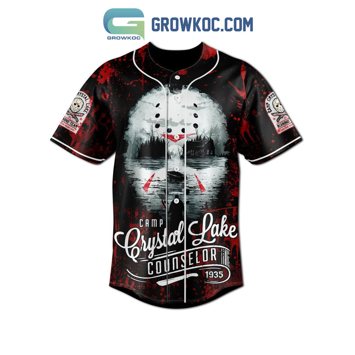 Camp Crystal Lake Counselor Personalized Baseball Jersey baseball jersey product view 1