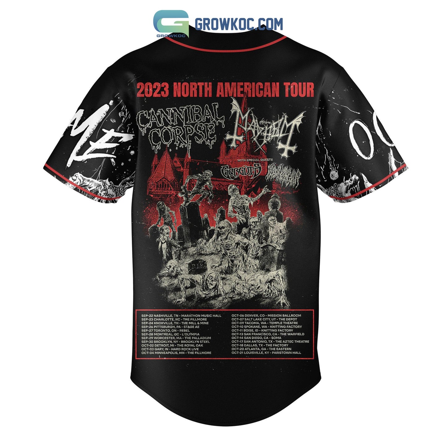 Cannibal Corpse 2023 North American Tour Personalized Baseball Jersey baseball jersey product view 3