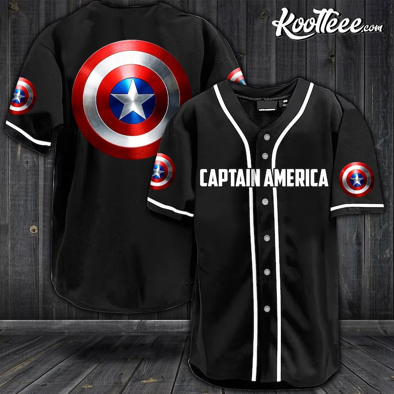 Captain America Baseball Jersey baseball jersey product view 1