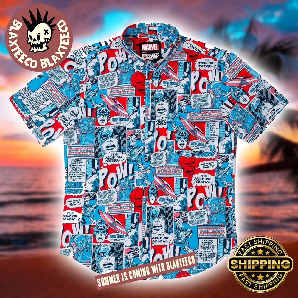 Captain America RSVLTS The First Avenger Button Short Sleeve Hawaiian Shirt Unisex T-shirt, Sweatshirt, Hoodie, Long Sleeve Tee - T-Shirt, Sweatshirt, Hoodie