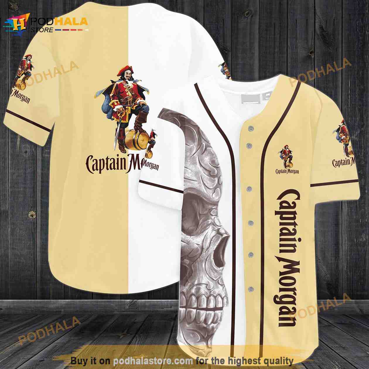 Captain Morgan Skull 3D Baseball Jersey baseball jersey product view 1