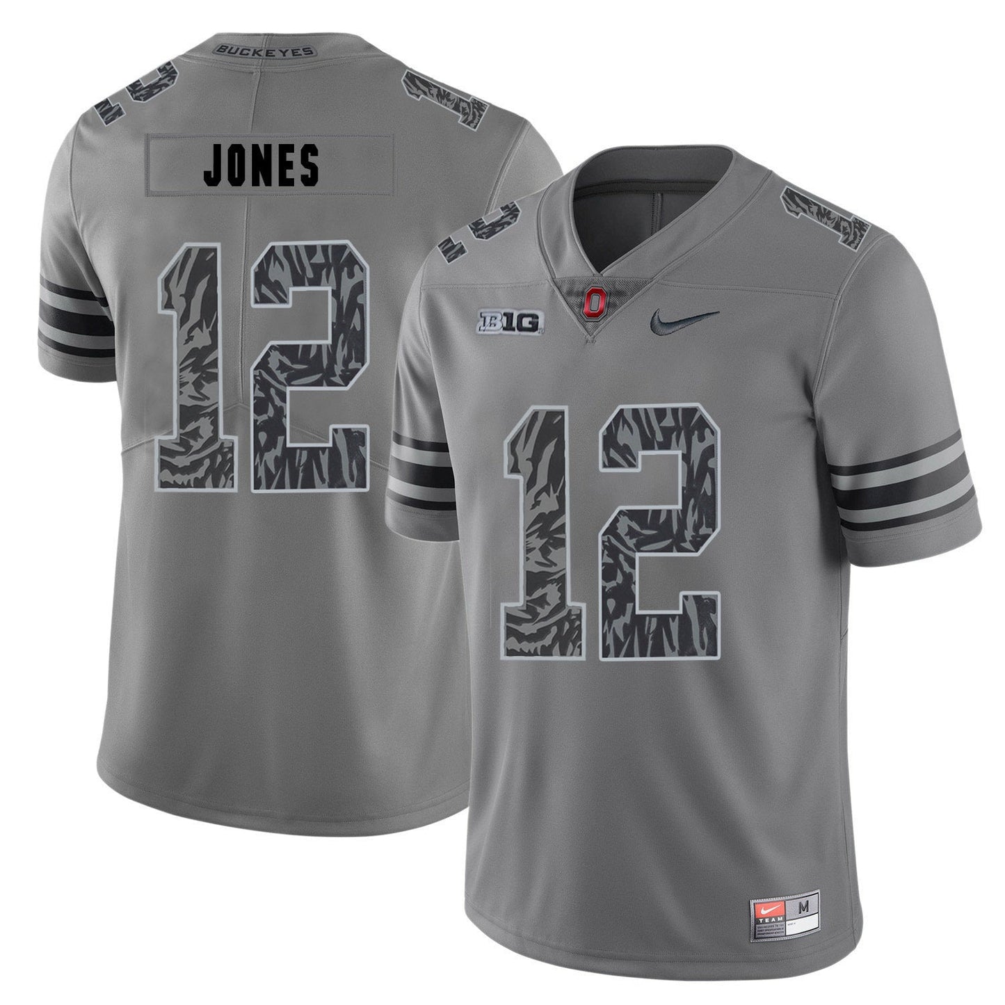 Cardale Jones 12 Pattern Dark Gray College Football Jersey football jersey product view 1