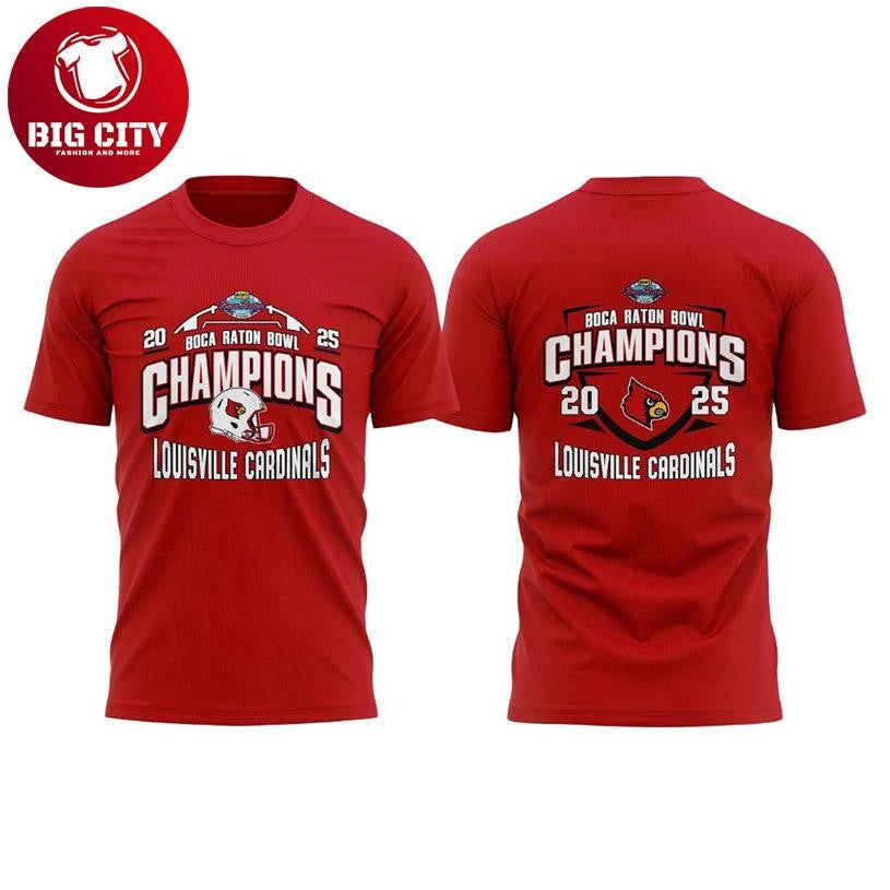 Cardinals 2025 Boca Raton Bowl Champions Two Sided Shirt Unisex T-shirt, Sweatshirt, Hoodie, Long Sleeve Tee - T-Shirt, Sweatshirt, Hoodie