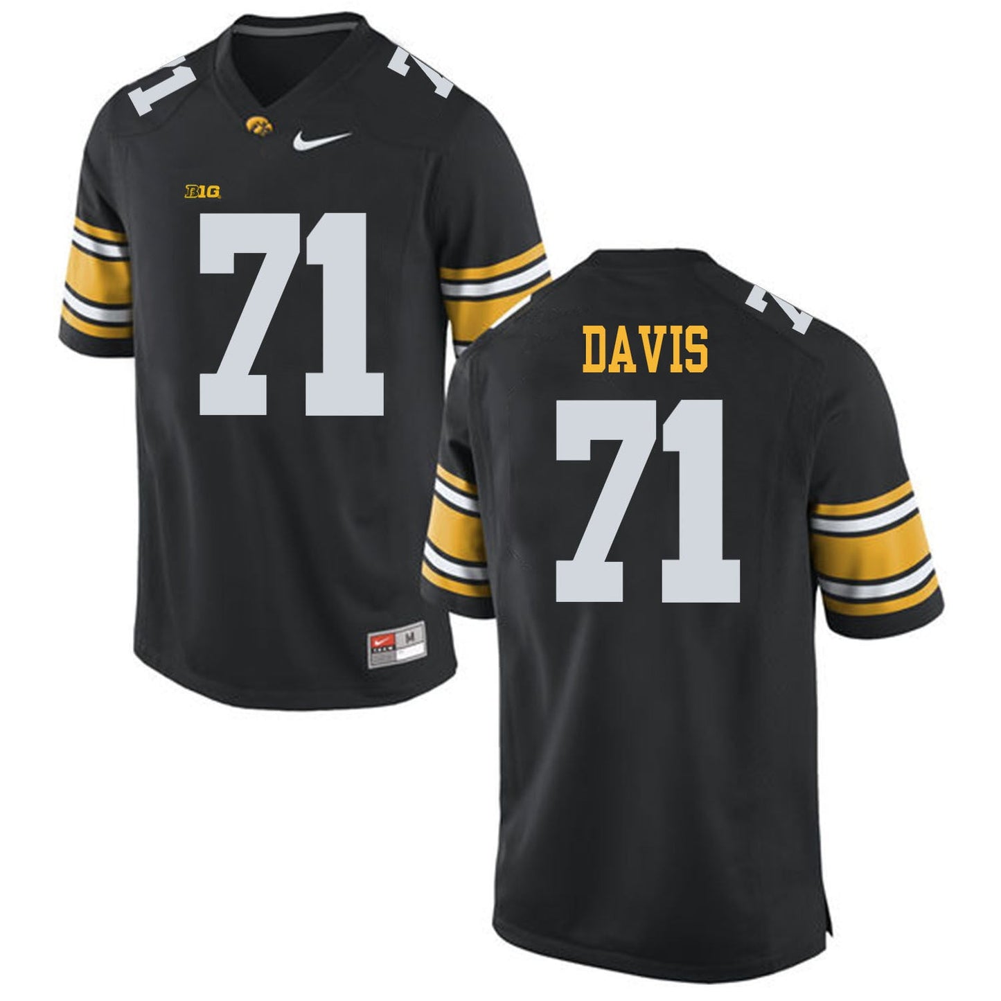 Carl Davis 71 Black Style 2 College Football Jersey football jersey product view 1