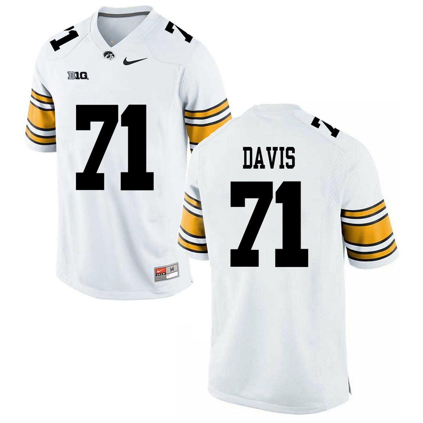Carl Davis 71 White College Football Jersey football jersey product view 1