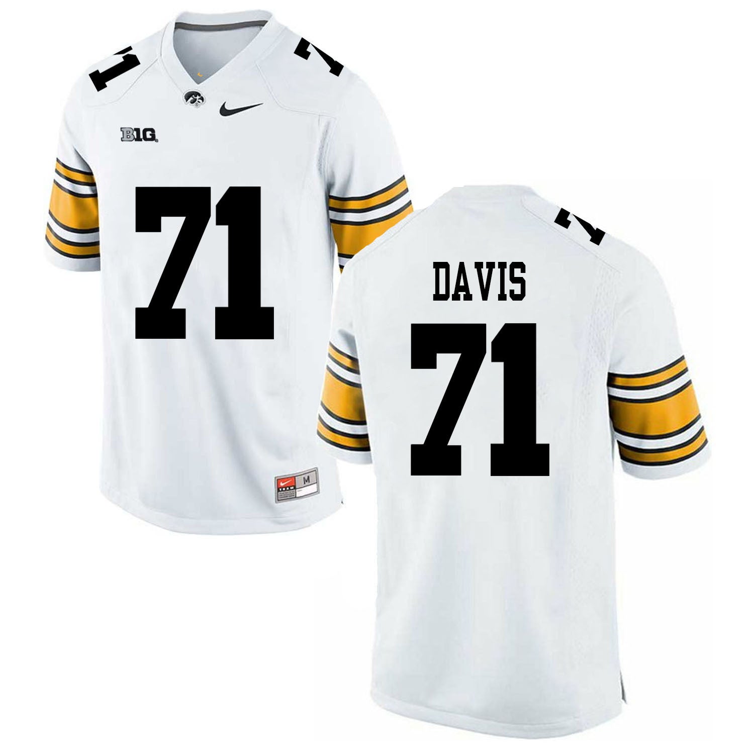 Carl Davis 71 White College Football Jersey football jersey product view 1