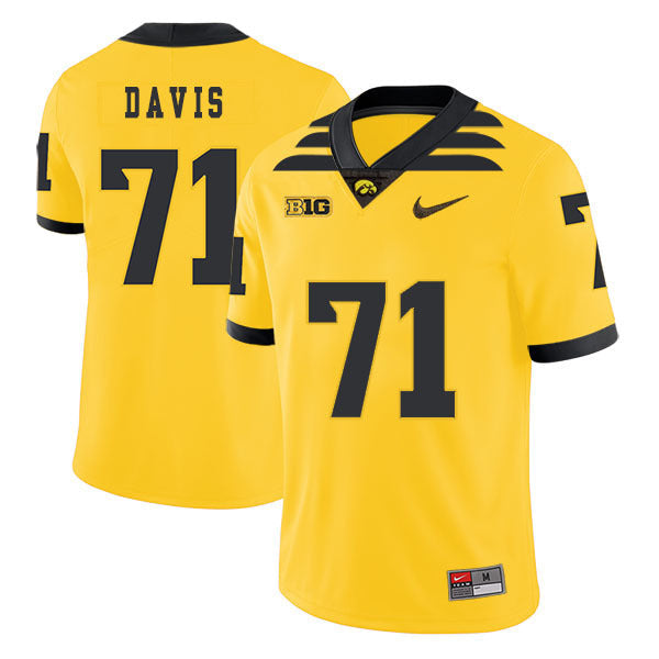 Carl Davis 71 Yellow College Football Jersey football jersey product view 1