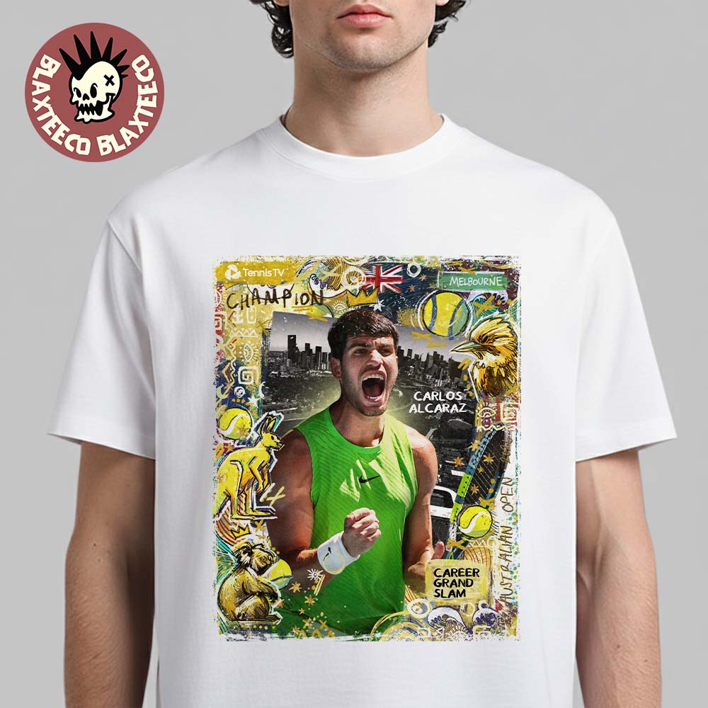 Carlos Alcaraz The Youngest Man Ever Complete The Career Grand Slam T-Shirt Unisex T-shirt, Sweatshirt, Hoodie, Long Sleeve Tee - T-Shirt, Sweatshirt, Hoodie