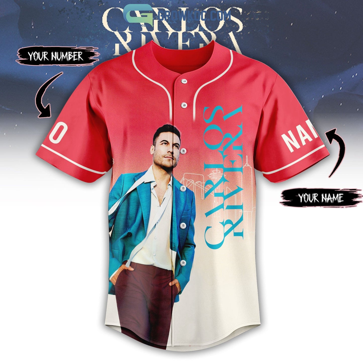 Carlos Rivera USA Tour Personalized Baseball Jersey baseball jersey product view 2