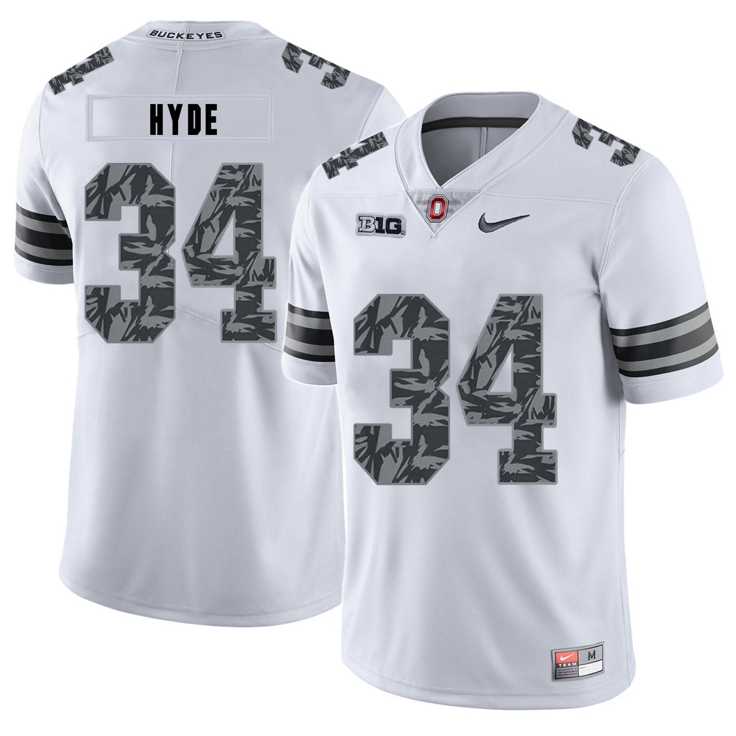 Carlos Hyde 34 Pattern White College Football Jersey football jersey product view 1
