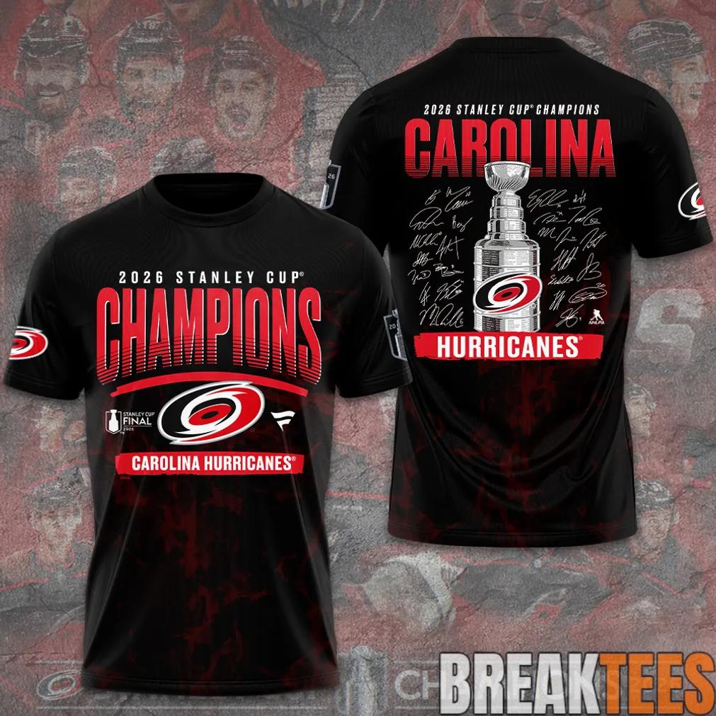 Carolina Hurricanes 2026 Stanley Cup Champions Black Limited Edition 3D T-Shirt Unisex T-shirt, Sweatshirt, Hoodie, Long Sleeve Tee - T-Shirt, Sweatshirt, Hoodie