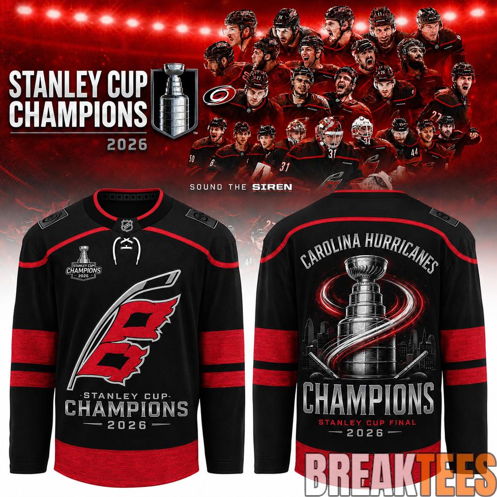 Carolina Hurricanes 2026 Stanley Cup Champions Hockey Jersey Unisex T-shirt, Sweatshirt, Hoodie, Long Sleeve Tee - T-Shirt, Sweatshirt, Hoodie