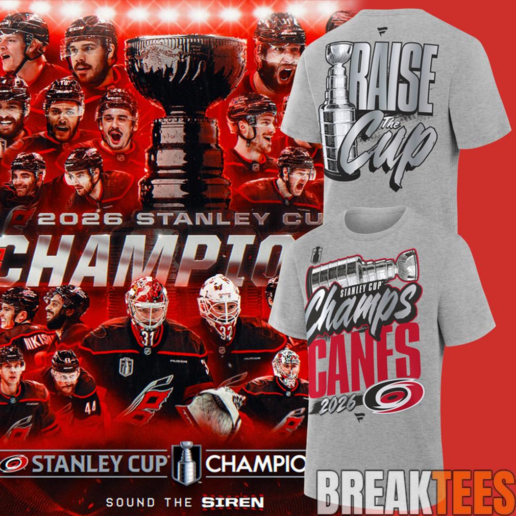 Carolina Hurricanes Raise The Cup Stanley Cup 2026 Grey Shirt Unisex T-shirt, Sweatshirt, Hoodie, Long Sleeve Tee - T-Shirt, Sweatshirt, Hoodie
