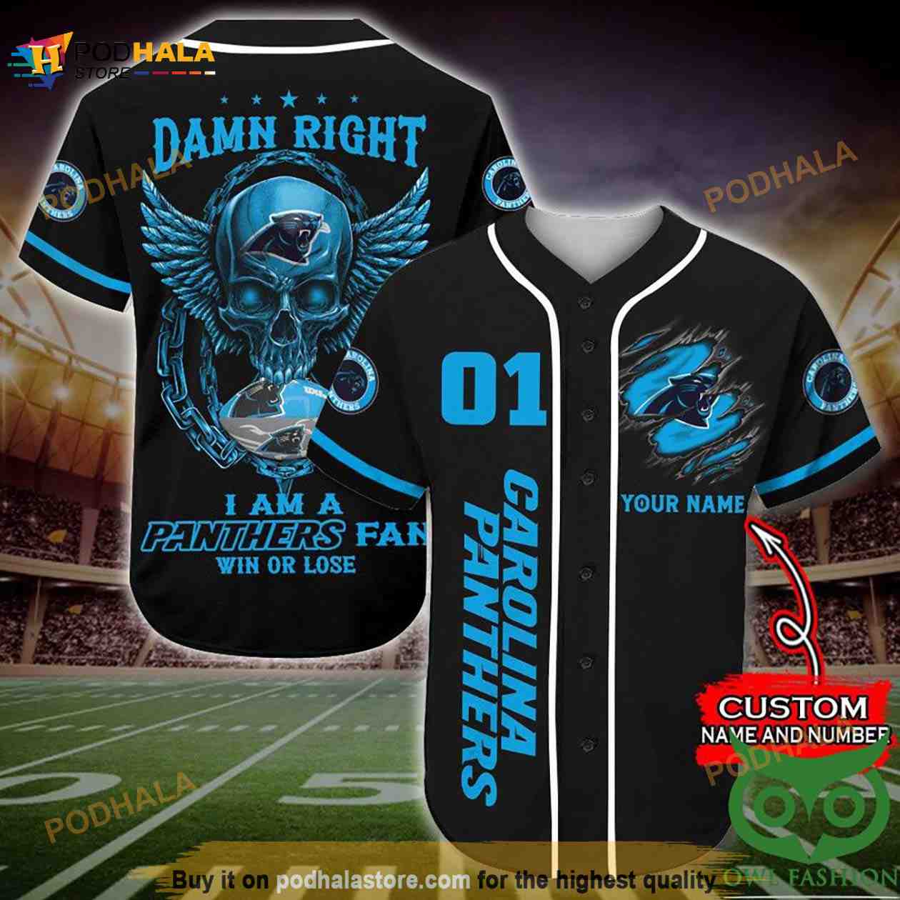 Carolina Panthers 3D Baseball Jersey Personalized Gift, Custom Name Number baseball jersey product view 1